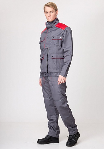 Костюм НЕМАН (серый с красной отделкой)