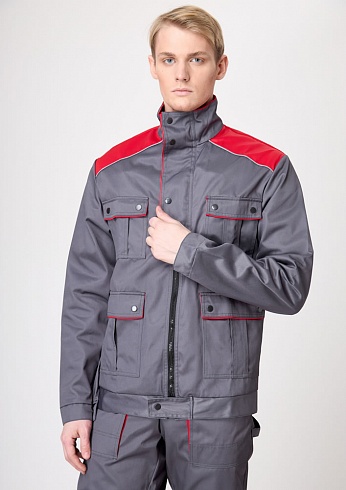 Костюм НЕМАН (серый с красной отделкой)