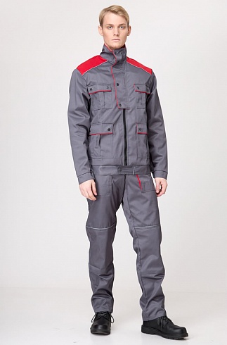 Костюм НЕМАН (серый с красной отделкой)