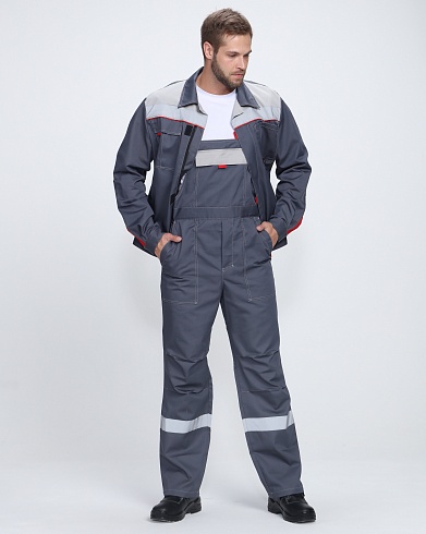 Костюм Фаворит-2 Премиум СОП IMP (тк.Смесовая,240) п/к, т.серый/серый/красный